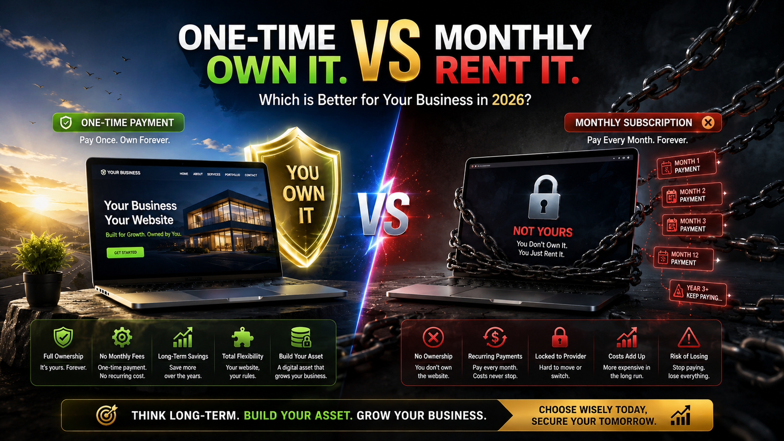 One-Time Website vs Monthly Subscription: Which Is Better for Your Business in 2026? cover image